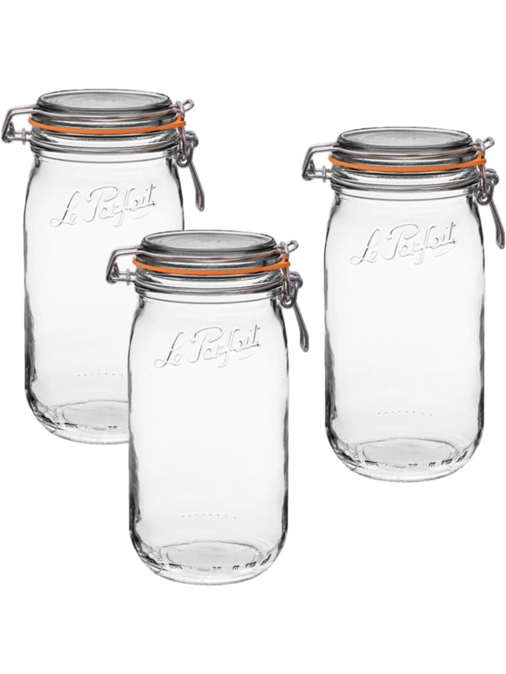Airtight Glass Canning Jars 1.5L - 3 Pack with Wire Bail Lid for Preserving